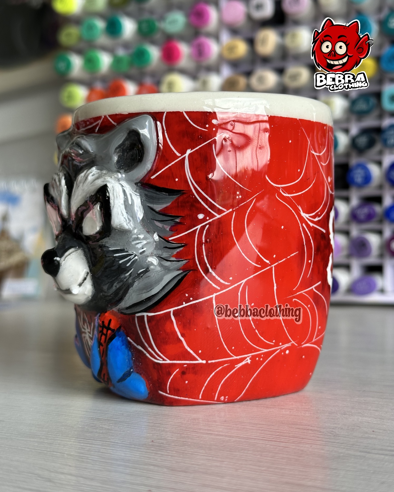 Mapache Spiderman personalizado - Mug Pocillo Taza