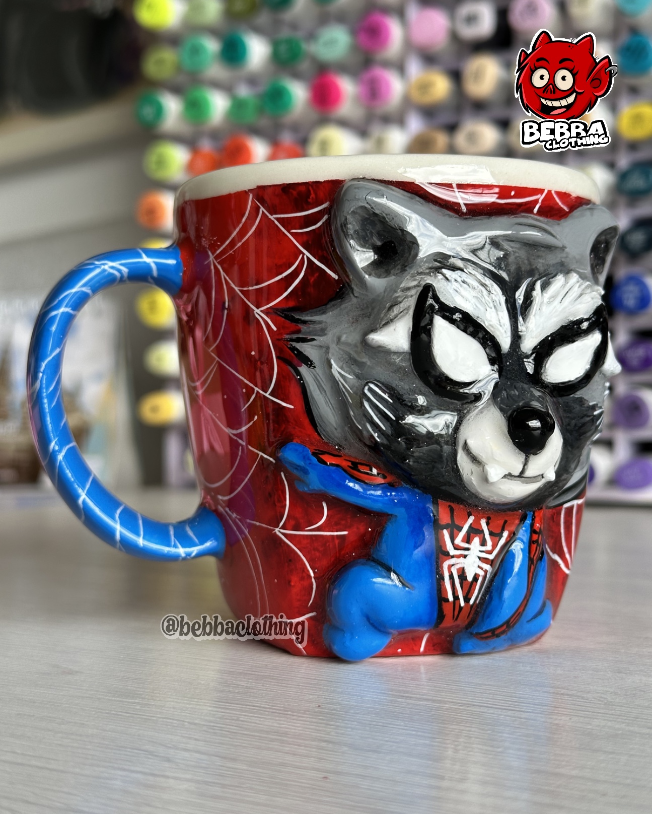 Mapache Spiderman personalizado - Mug Pocillo Taza