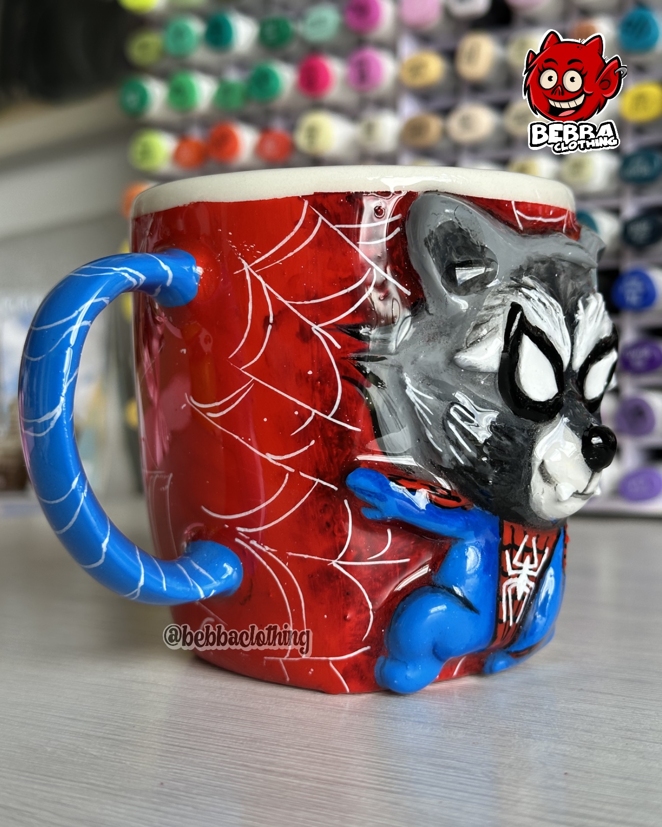 Mapache Spiderman personalizado - Mug Pocillo Taza